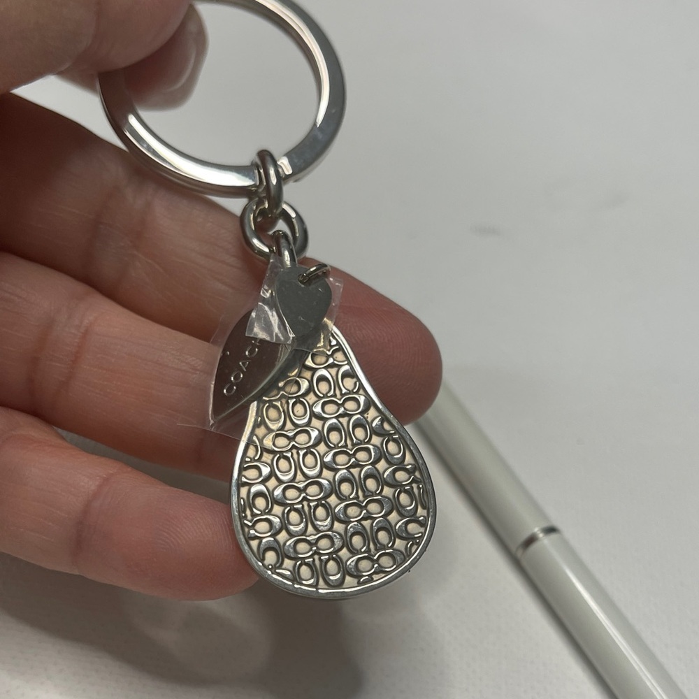Coach Silver Pear Keychain and White Coach Pen Set - Picture 2 of 6